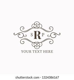 Vintage baroque R badge design