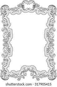 Vintage baroque retro frame on white