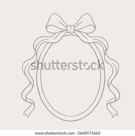 Vintage baroque ribbon bow oval frame. Crest frame.