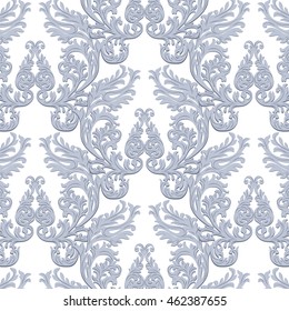 Vintage Baroque Rococo ornament pattern. Vector damask decor. Royal Victorian texture for wallpapers, textile, fabric