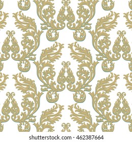 Vintage Baroque Rococo ornament pattern. Vector damask decor. Royal Victorian texture for wallpapers, textile, fabric