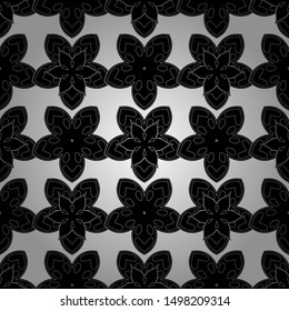 Vintage baroque seamless pattern in black and white colors. Luxury, royal and Victorian concept. Motley elements isolated. Ornate vector decoration.