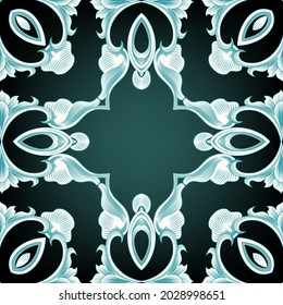 Vintage Baroque seamless pattern. Ornamental colorful background. Antique repeat vector backdrop. Arabesque Damask ornaments. Modern ornate design with Flowers, leaves, frame, shapes, lines. 