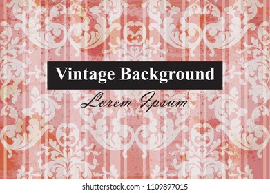 Vintage Baroque style background Vector. Luxury Delicate Classic ornament. Royal Victorian floral decor for birthday card, wedding invitation, textile print, wallpaper, wrapping