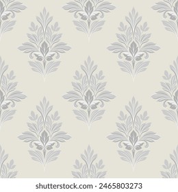 Vintage Baroque style damark combined with gray Louis pattern. on a light background Seamless for digital printing, textiles, wallpapers.