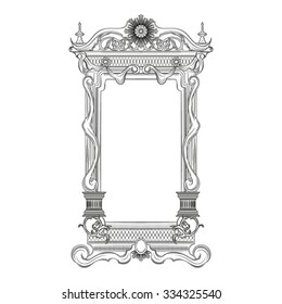 Vintage baroque style vector mirror frame 