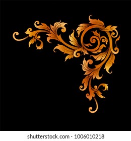Antiguas Barroco Victoriano marco borde esquina monograma ornamento floral hoja scroll grabado retro patrón de flores diseño decorativo tatuaje blanco y negro filigrana caligráfico Vector escudo heráldico