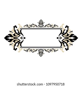 Vintage Baroque Victorian frame border corner monogram floral ornament leaf scroll engraved retro flower pattern decorative design tattoo .