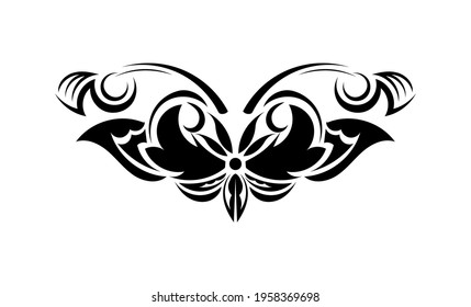 Vintage Baroque Victorian frame border monogram floral ornament. Tattoo black and white filigree calligraphic vector heraldic shield swirl