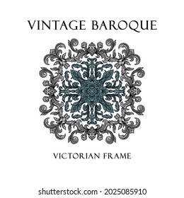 Vintage Baroque Victorian frame border floral ornament leaf scroll engraved retro flower pattern
