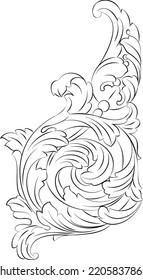 Vintage Baroque Victorian frame border floral ornament leaf scroll engraved retro flower pattern decorative design tattoo black and white Japanese filigree calligraphic vector heraldic swirl