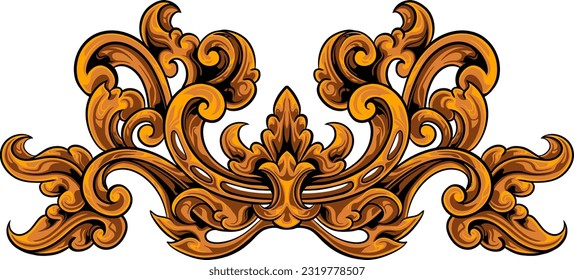 Vintage Baroque Victorian frame border floral ornament leaf scroll engraved retro flower pattern decorative design tattoo black and white Japanese filigree calligraphic vector heraldic swirl