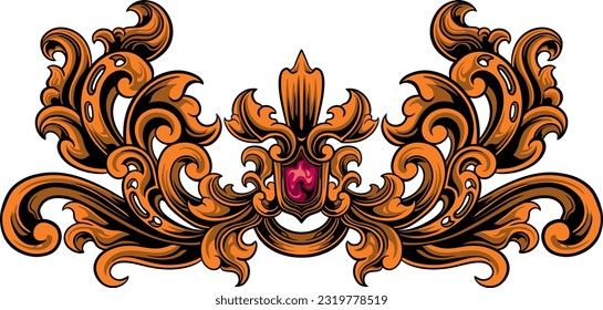 Vintage Baroque Victorian frame border floral ornament leaf scroll engraved retro flower pattern decorative design tattoo black and white Japanese filigree calligraphic vector heraldic swirl