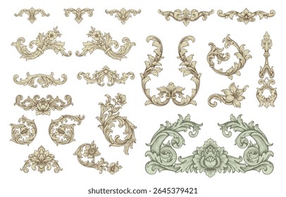 Vintage Baroque Victorian frame border flower pattern vector floral engraved scroll ornament leaf retro decorative design. filigree calligraphic heraldic shield swirl