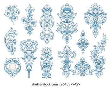 Vintage Baroque Victorian frame border flower pattern vector floral engraved scroll ornament leaf retro decorative design. filigree calligraphic heraldic shield swirl
