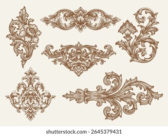 Vintage Baroque Victorian frame border flower pattern vector floral engraved scroll ornament leaf retro decorative design. filigree calligraphic heraldic shield swirl
