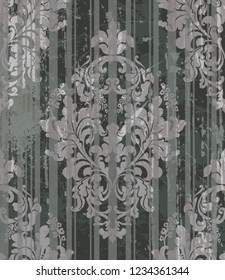 Vintage Baroque Victorian pattern Vector. Floral ornament decoration. Leaf scroll engraved retro grunge texture design. Gray colors