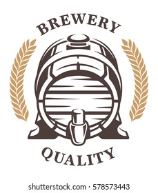 Vintage barrel of beer logo (frontal).Text is on the separate layer.