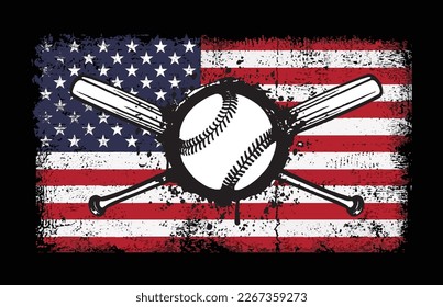 Vintage Baseball American Flag Design