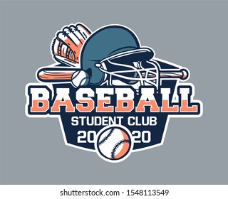 vintage baseball badge logo emblem template baseball student club 2020