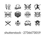 Vintage Baseball Logo Badge And Emblem Collection Isolated On White Background