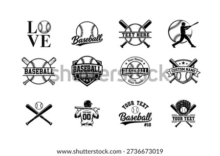 Vintage Baseball Logo Badge And Emblem Collection Isolated On White Background