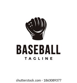 Vintage baseball logo with Catcher's mitt icon vector on white background