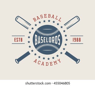 Vintage baseball logo, emblem, badge and design elements. Vector illustration