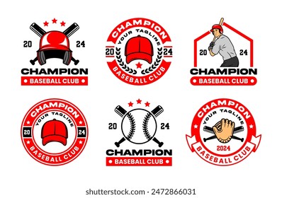 Vintage baseball logo vector collection. Baseball logo template bundle. Set of retro baseball badge logo design