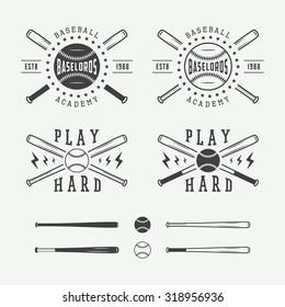 Vintage Baseball Logos, Emblems, Badges And Design Elements. Vector Illustration