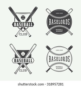 Vintage baseball logos, emblems, badges and design elements. Vector illustration