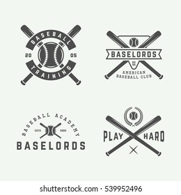 Vintage baseball logos, emblems, badges and design elements. Vector illustration. graphic Art.

