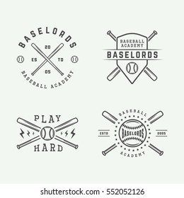 Vintage Baseball Logos, Emblems, Badges And Design Elements. Vector Illustration. Graphic Art.

