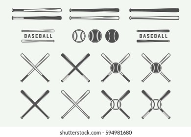 Vintage baseball logos, emblems, badges and design elements. Monochrome graphic Art. Vector Illustration

