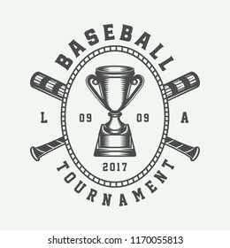 Vintage baseball sport logo, emblem, badge, mark, label. Monochrome Graphic Art. Illustration. Vector.
