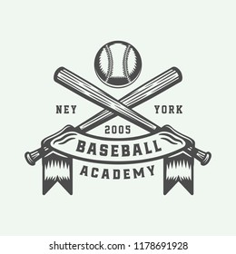 Vintage baseball sport logo, emblem, badge, mark, label. Monochrome Graphic Art. Illustration. Vector.
