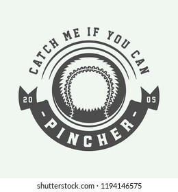Vintage baseball sport logo, emblem, badge, mark, label. Monochrome Graphic Art. Illustration. Vector.
