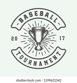 Vintage baseball sport logo, emblem, badge, mark, label. Monochrome Graphic Art. Illustration. Vector.
