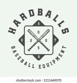 Vintage baseball sport logo, emblem, badge, mark, label. Monochrome Graphic Art. Illustration. Vector.
