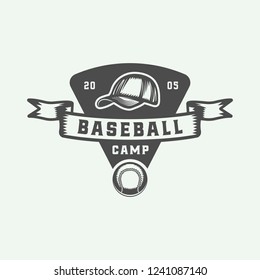Vintage baseball sport logo, emblem, badge, mark, label. Monochrome Graphic Art. Illustration. Vector.
