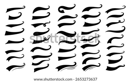Vintage baseball text with swoosh and underline for sport design. Swash tail font and vector typography with retro line ornament or brush shape.