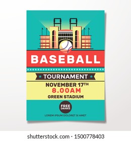 Vintage Baseball Tournament Flyer Template Illustration