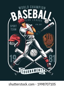 Vintage baseball T-shirt Design, emblems, badges. Vector illustration, graphic Art, for t-shirt, club, or championship - Baseball championship team tiger typography t-shirt design