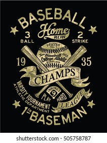 Vintage Baseball vector artwork for sport wear