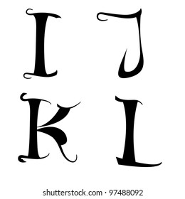 Vintage basic font alphabet characters