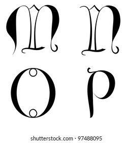 Vintage basic font alphabet characters