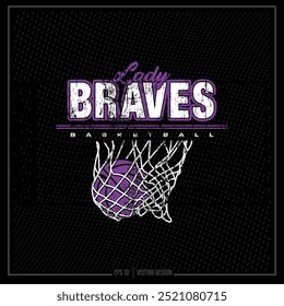 Vintage Basketball, BB, Hoops, Team, Game, Sports Ball, Net, Ball, Brave, Lady Brave Basketball, Brave BB, Lady Sports, Player