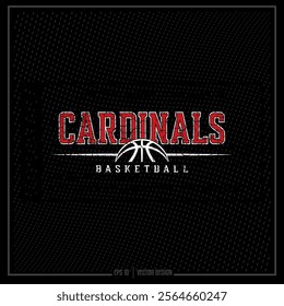 Vintage Basketball, BB, Hoops, Team, Game, Player, Sport, Cardinal, Spirit, School Spirit, Net, Basketball Emblem