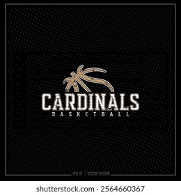 Vintage Basketball, BB, Hoops, Team, Game, Player, Sport, Cardinal, Spirit, School Spirit, Net, Basketball Emblem