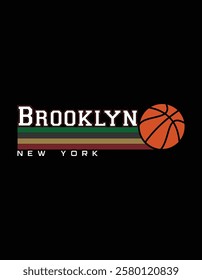 Vintage Basketball Brooklyn City Retro Stripes